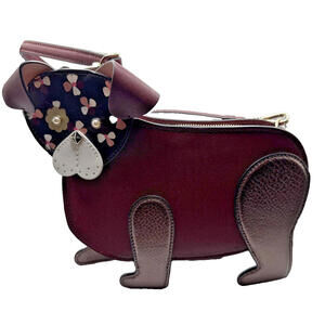 Kate Spade Dog Shaped Crossbody Bag WKRU6239 Cherrywood Floral Leather